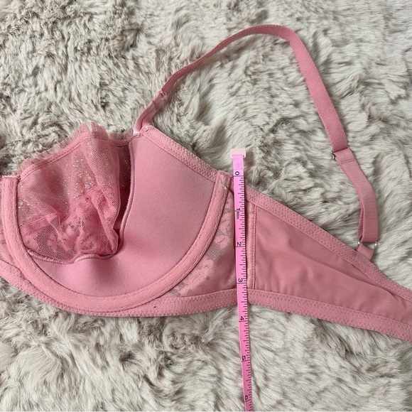 Victoria's Secret Dream Angels Cherry Blossom Pink Lace & Glitter Wired Bra - Picture 9 of 9